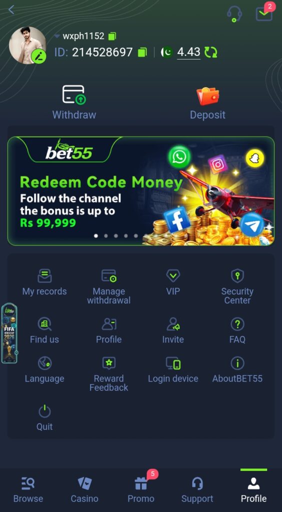 bet55 game profile